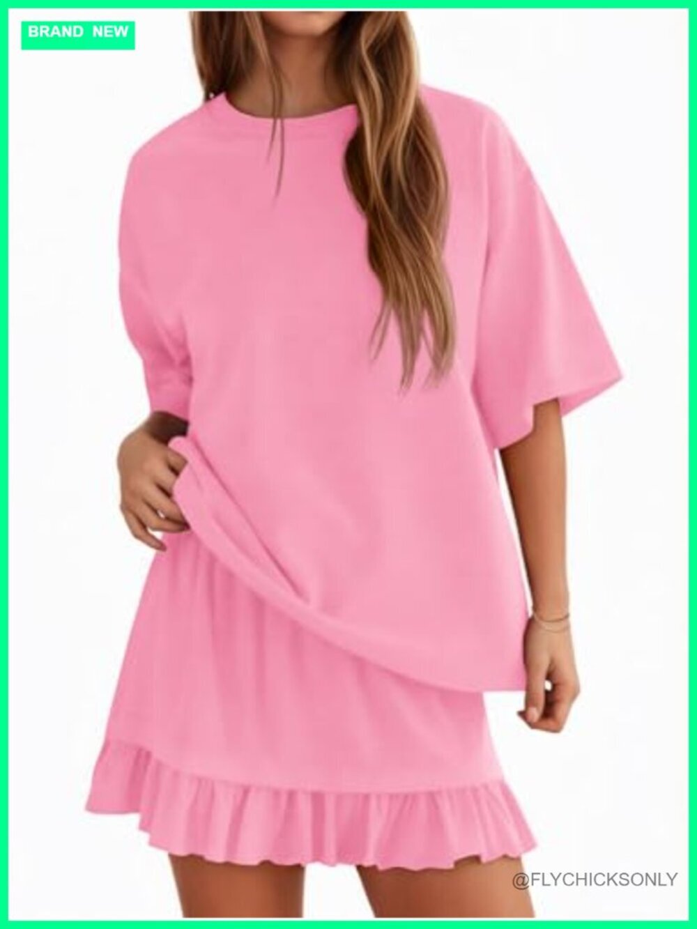 2 Piece Skirt Set Short Sleeve Crewneck Top Mini Skirt Summer Lounge Set